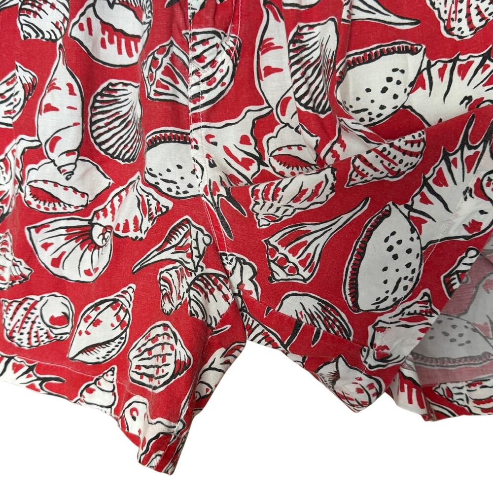 Vintage Royal Robbins Red White Seashell High Waist Pleated Cotton Shorts Sz 6 - Picture 10 of 14